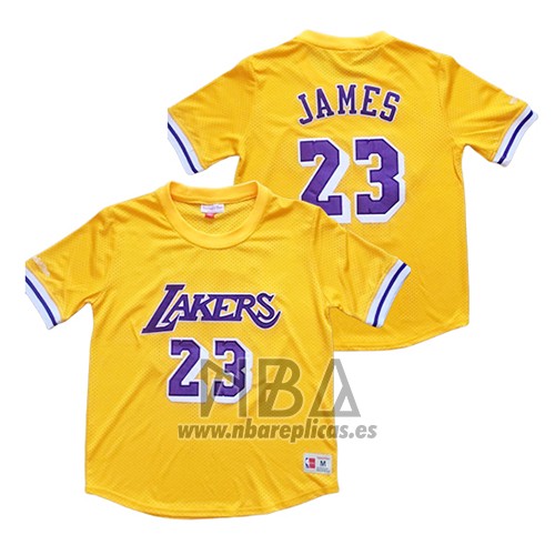 Camiseta Manga Corta Los Angeles Lakers Lebron James NO 23 Amarillo